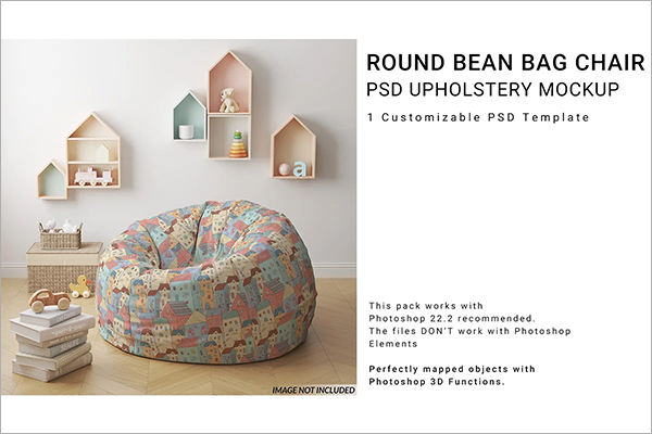 Round Bean Bag Chair Mockup