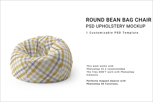 Round Bean Bag Chair Mockup Set