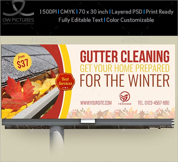 Gutter Cleaning Services Billboard Template