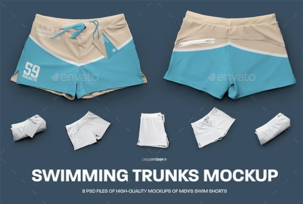 Boxer Swim Trunks Mockups