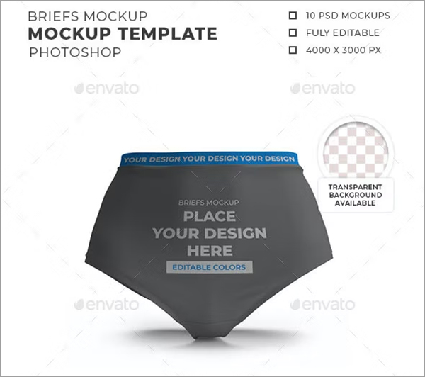 Boxer Briefs Underwear Mockup Template Set