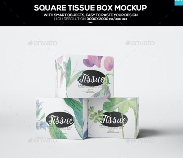 Square Tissue Box Mockup