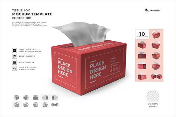 Tissue Box Packaging Mockup Template