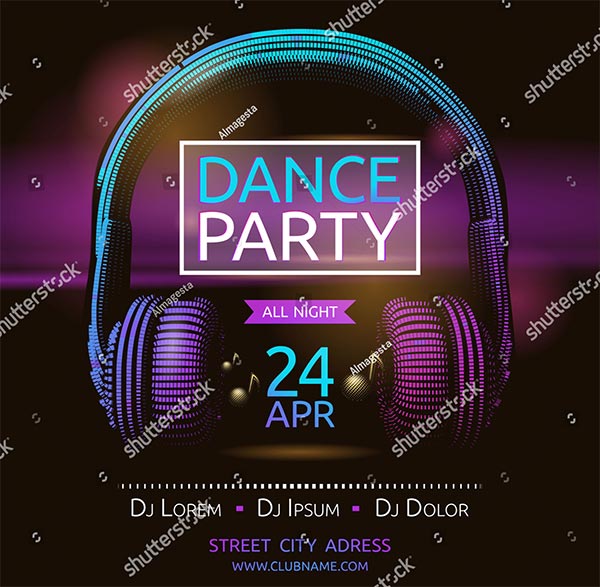 Vector Placard Night Club Flyer Template