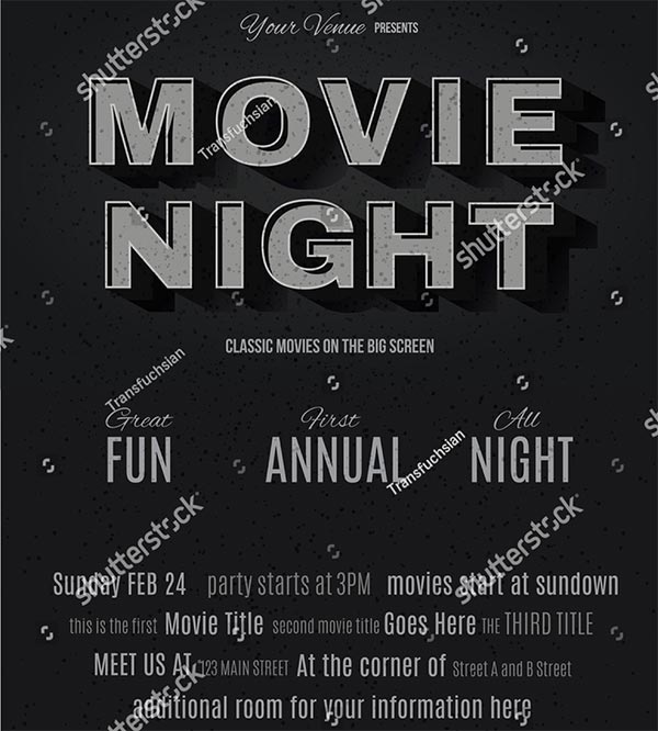 Silent Night Club Retro Cinema Flyer Template