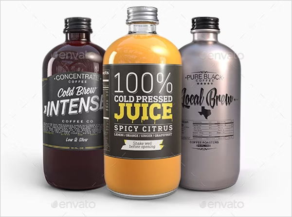 Boston Round Juice Bottles Mockup Bundle