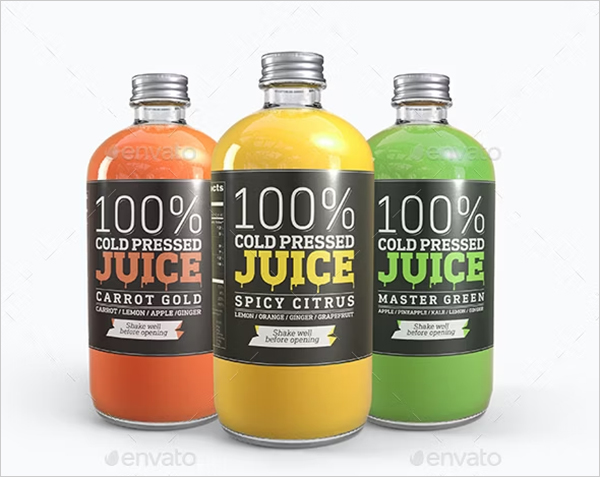 Cold Pressed Juice Glass Bottle Mockup