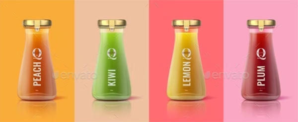 Detox Juice Bottles Mockup Template