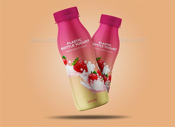 Yogurt Plastic Bottle Packaging Mockup