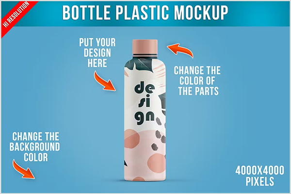 Plastic Matte Bottle Mockup