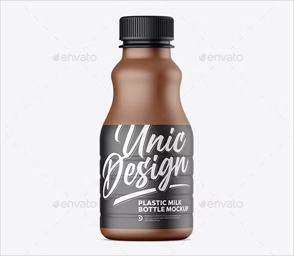 Milk Plastic Bottle PSD Mockups