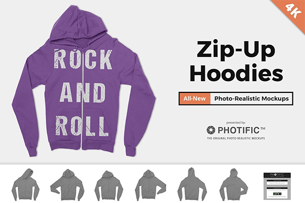Zip-Up Hoodie Sweatshirt Mockups