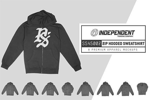 Independent Zip Hoodie Mockups
