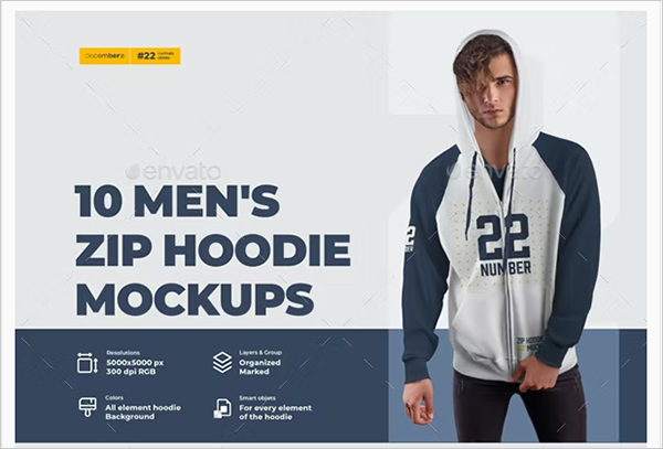 Men's Zip Hoodie Mockups