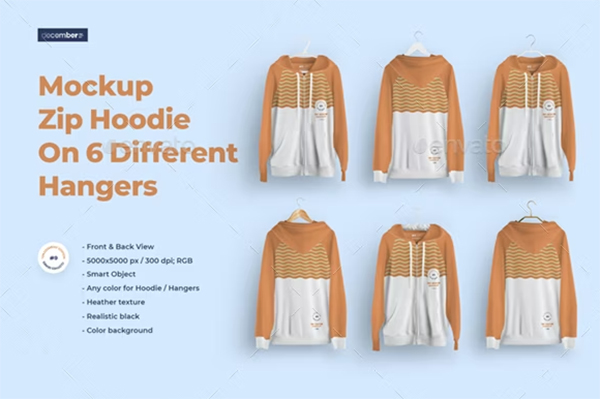 Front and Back Zip Hoodie Mockup