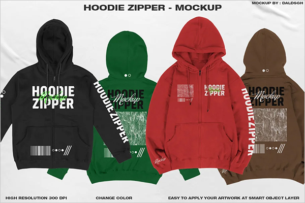 Hoodie Zipper Mockup
