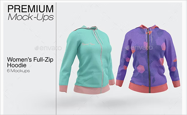 Women's Full-Zip Hoodie Mockup