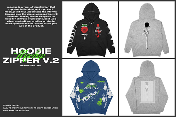 Hoodie Zipper Mockup Template