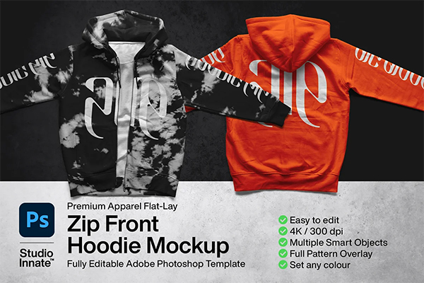 Zip Front Hoodie Mockup