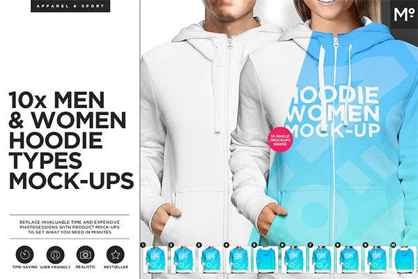 Women & Men Hoodie Types Mock-ups