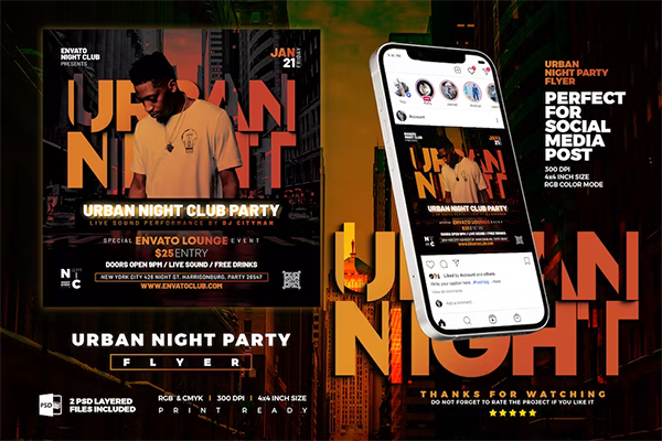 Urban Night Club Party Flyer Urban Night Club Party Flyer