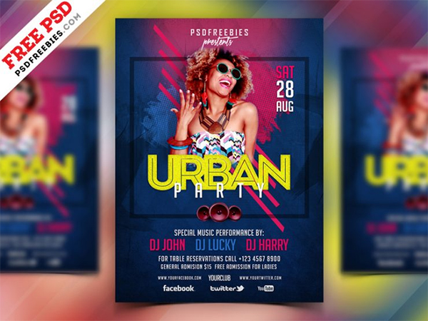 Free Urban Party Flyer PSD Template Free Urban Party Flyer PSD Template