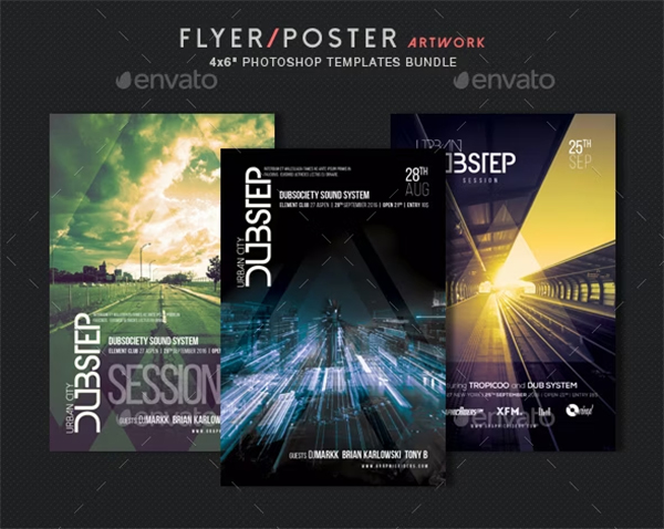 Urban Dubstep Party Flyer Templates Bundle Urban Dubstep Party Flyer Templates Bundle