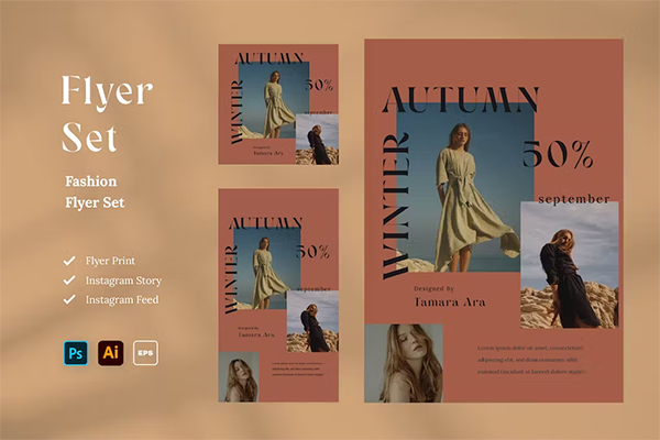 Urban Fashion Flyer Design Set Urban Fashion Flyer Design Set