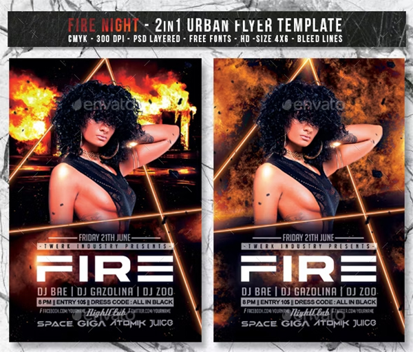 Fire Night Urban Flyer Template