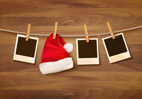 Background with Photos and a Santa Hat