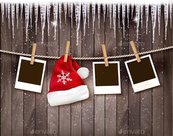 Christmas Background Photo Santa Hat Template