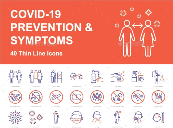 COVID-19 Prevention And Symptoms Icons