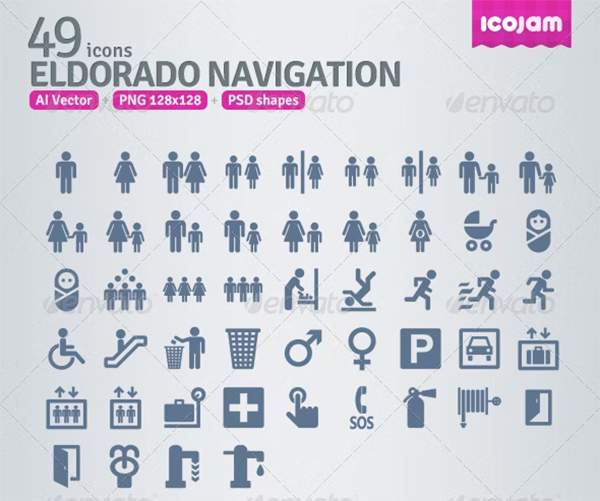 AI and PSD Navigation strict PSD Icons Template