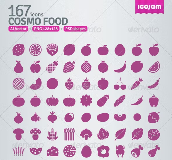 Android AI and PSD Food Icons Template