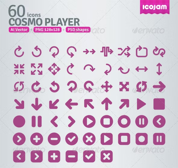 AI and PSD Player PSD Template Icons