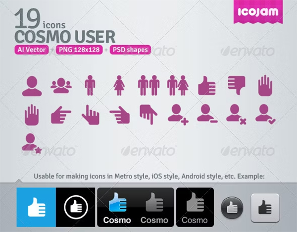 Android AI and PSD User PSD Icons Template