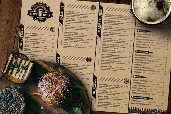Lore Beer Pub Menu Layout Template