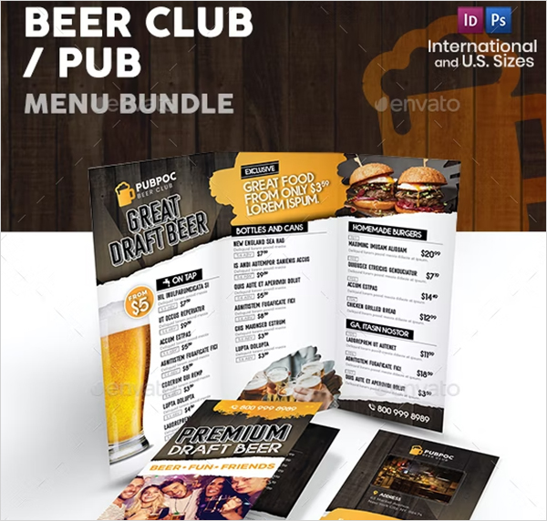 Beer Club & Pub Menu Print Bundle
