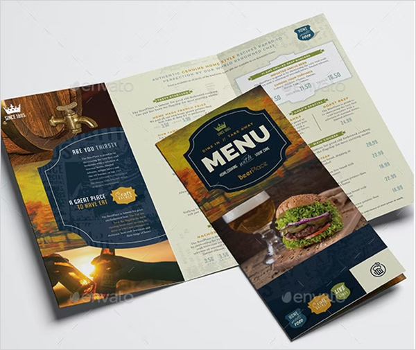 Tri-Fold Pub Menu Template