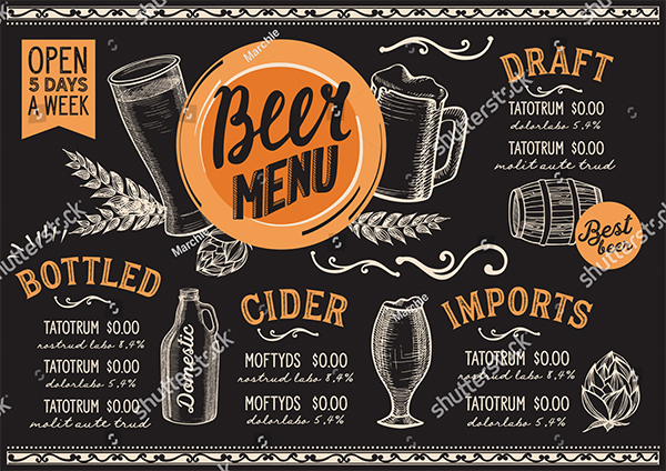 Beer Drink Menu Restaurant Template