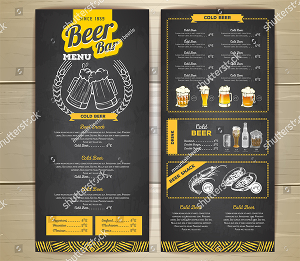 Vintage Chalk Drawing Beer Menu Design