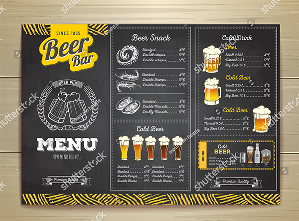Pub Menu Vector Template