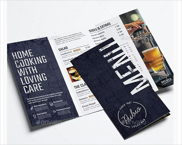 Bar Menu Tri-Fold Template