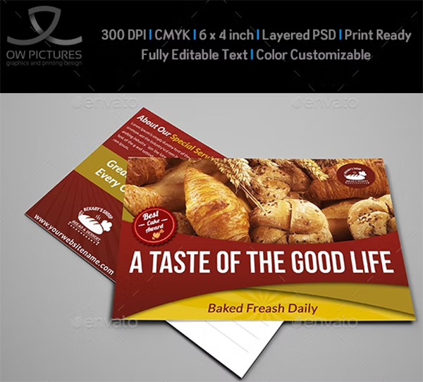 Bakery Postcard Templates