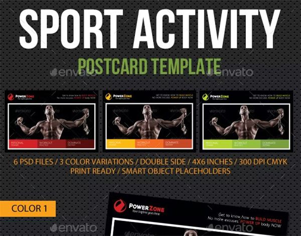 Sport Activity Postcard Template Design