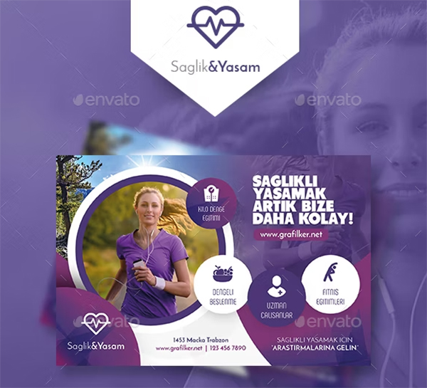 Healthy Life Postcard Templates