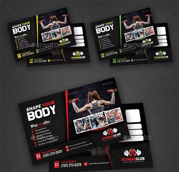 Fitness and Gym Postcard Templates