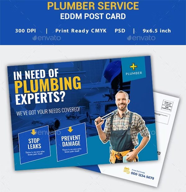 Plumber Service Eddm Postcard Template