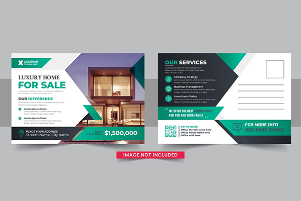 Home for Sale Advertising Postcard Template