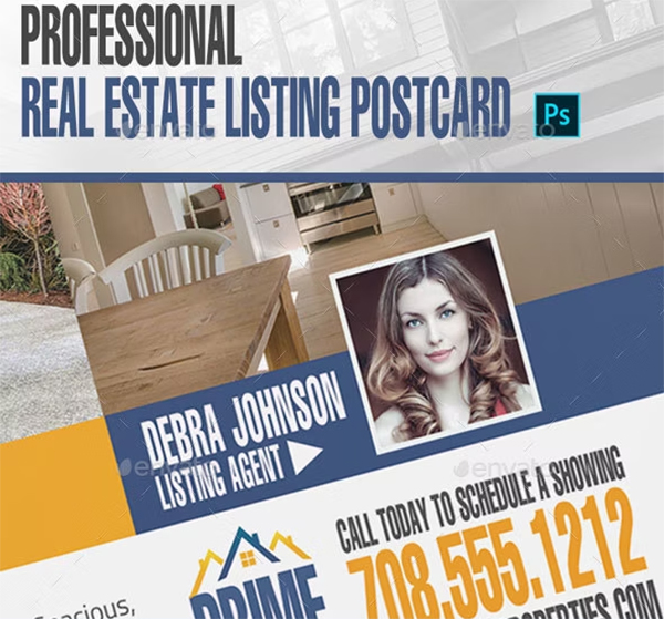 Real Estate Listing Postcard Template